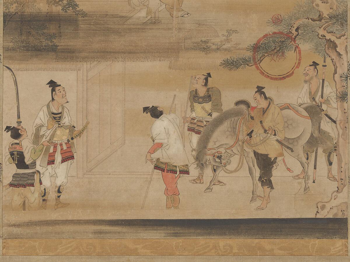 “Taira no Koremori’s Farewell,”  from The Tale of the Heike (Heike monogatari), Iwasa Matabei (Katsumochi) (Japanese, 1578–1650), Hanging scroll; ink, color, gold and silver on paper, Japan
