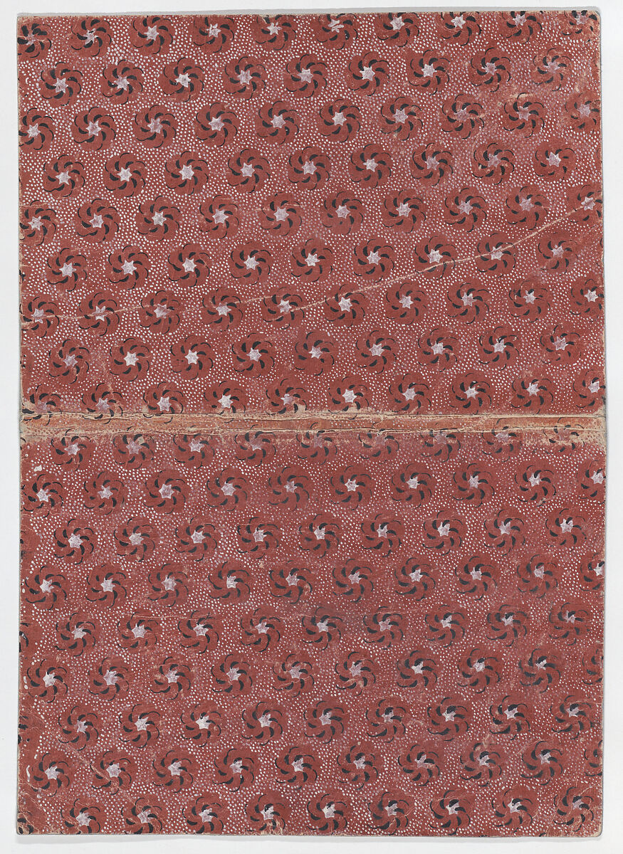 Book cover with floral and dot pattern, Anonymous  , 19th century, Relief print (wood or metal) 