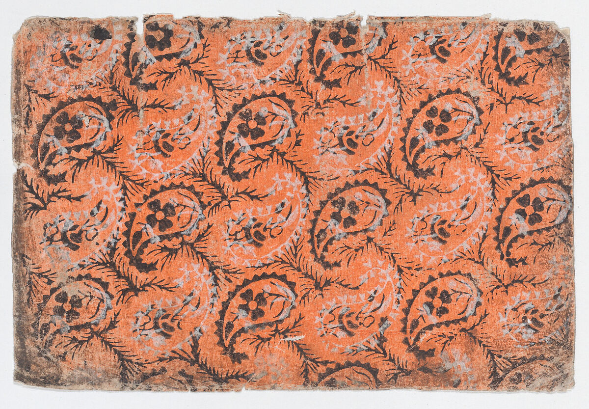 Sheet with overall paisley pattern, Anonymous  , 19th century, Relief print (wood or metal) 