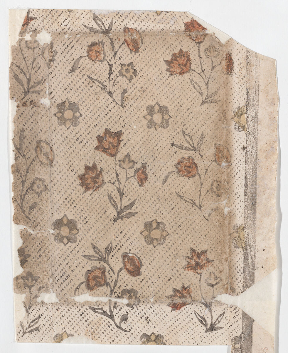 Sheet with overall floral pattern, Anonymous  , 19th century, Relief print (wood or metal) 