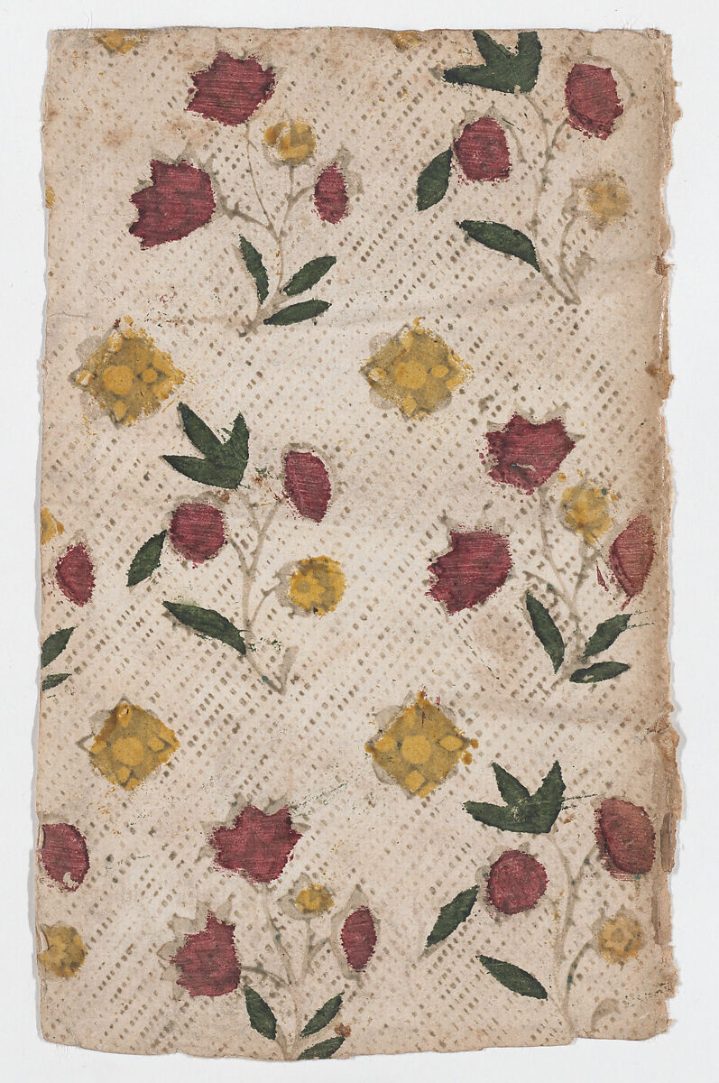 Sheet with overall floral pattern, Anonymous  , 19th century, Relief print (wood or metal) 