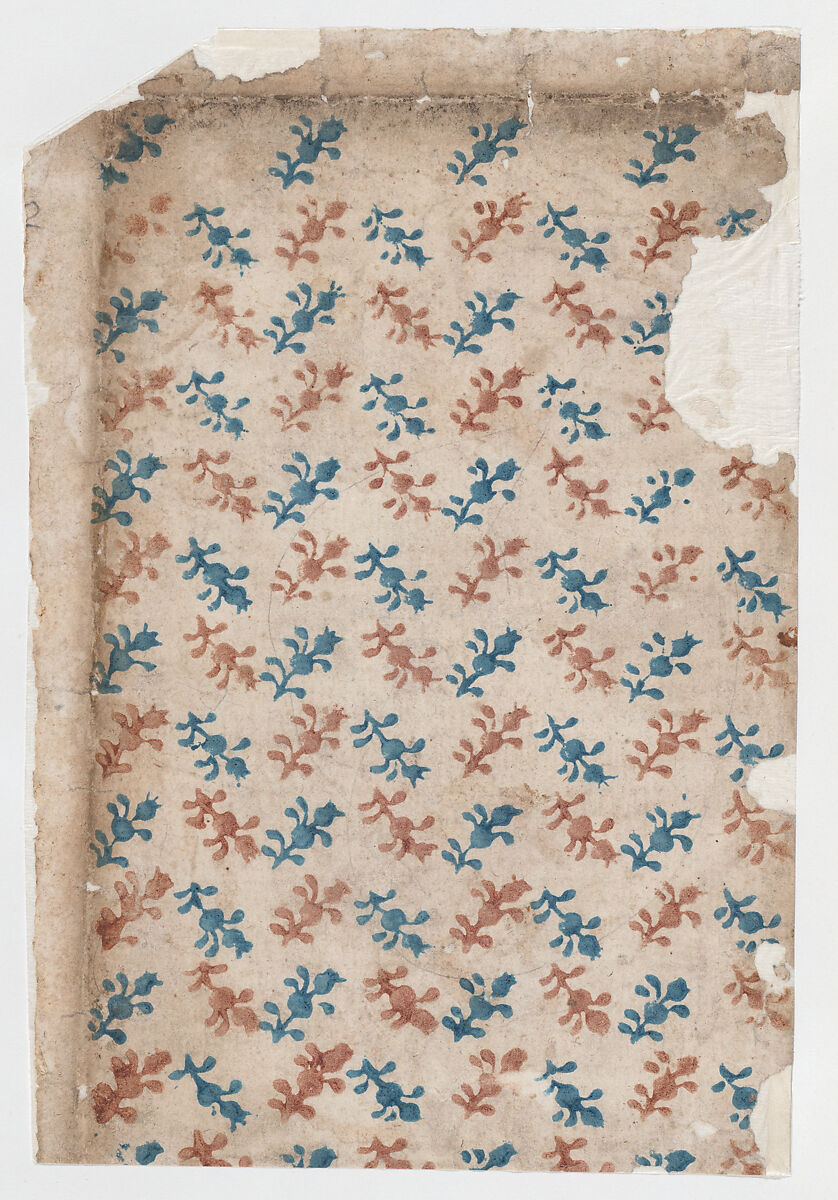 Sheet with overall floral pattern, Anonymous  , 19th century, Relief print (wood or metal) 