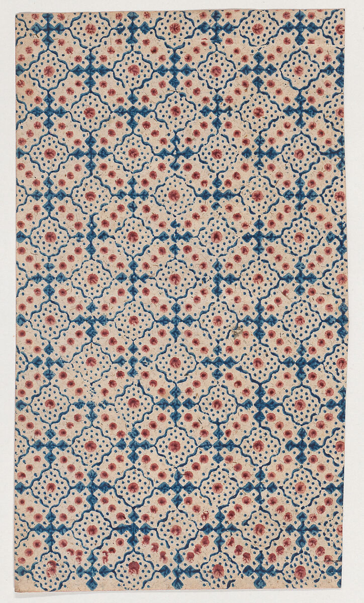 Sheet with an overall pattern of dots and squares, Anonymous  , 19th century, Relief print (wood or metal) 