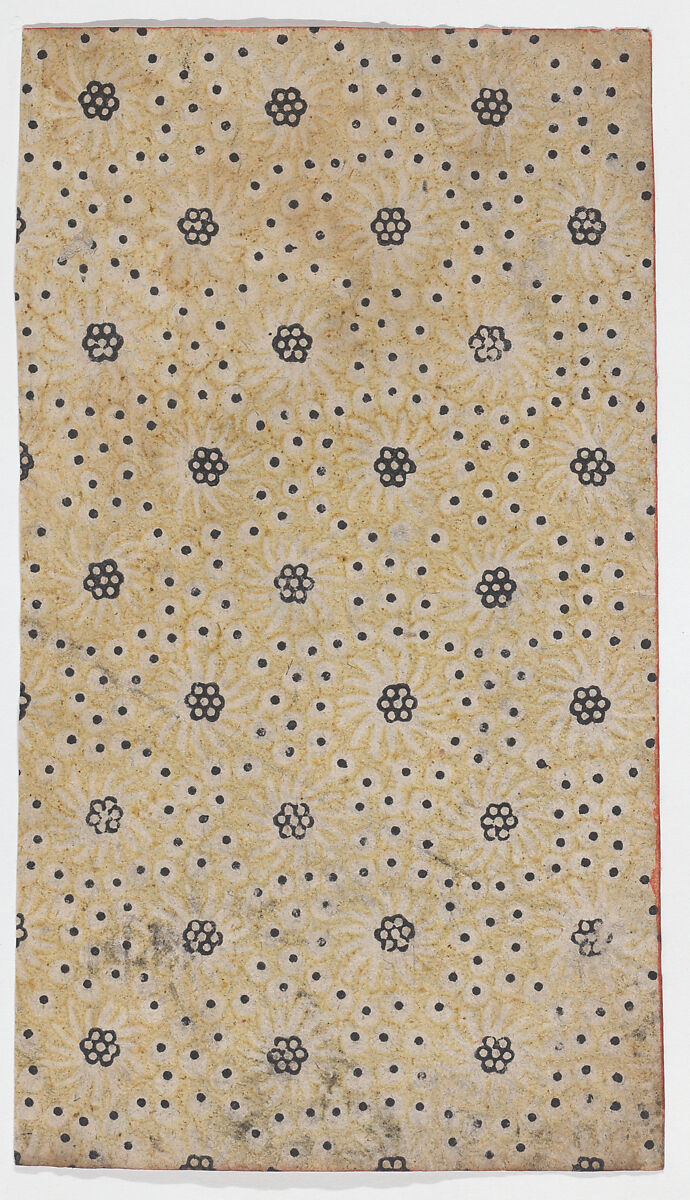 Sheet with overall pattern of flowers and dots, Anonymous  , 19th century, Relief print (wood or metal) 