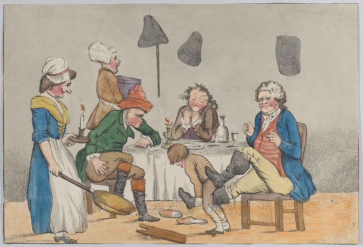 Evening, or A Man of Feeling, After Henry William Bunbury (British, Mildenhall, Suffolk 1750–1811 Keswick, Cumberland), Hand-colored etching 