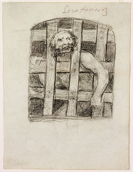 Furious Madman, from Album G, Goya (Francisco de Goya y Lucientes) (Spanish, Fuendetodos 1746–1828 Bordeaux), Black crayon 