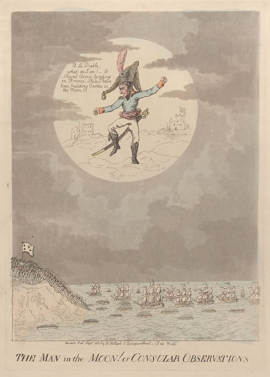 The Man in the Moon! or Consular Observations, (?) Isaac Cruikshank (British (born Scotland), Edinburgh 1764–1811 London), Hand-colored etching and aquatint 