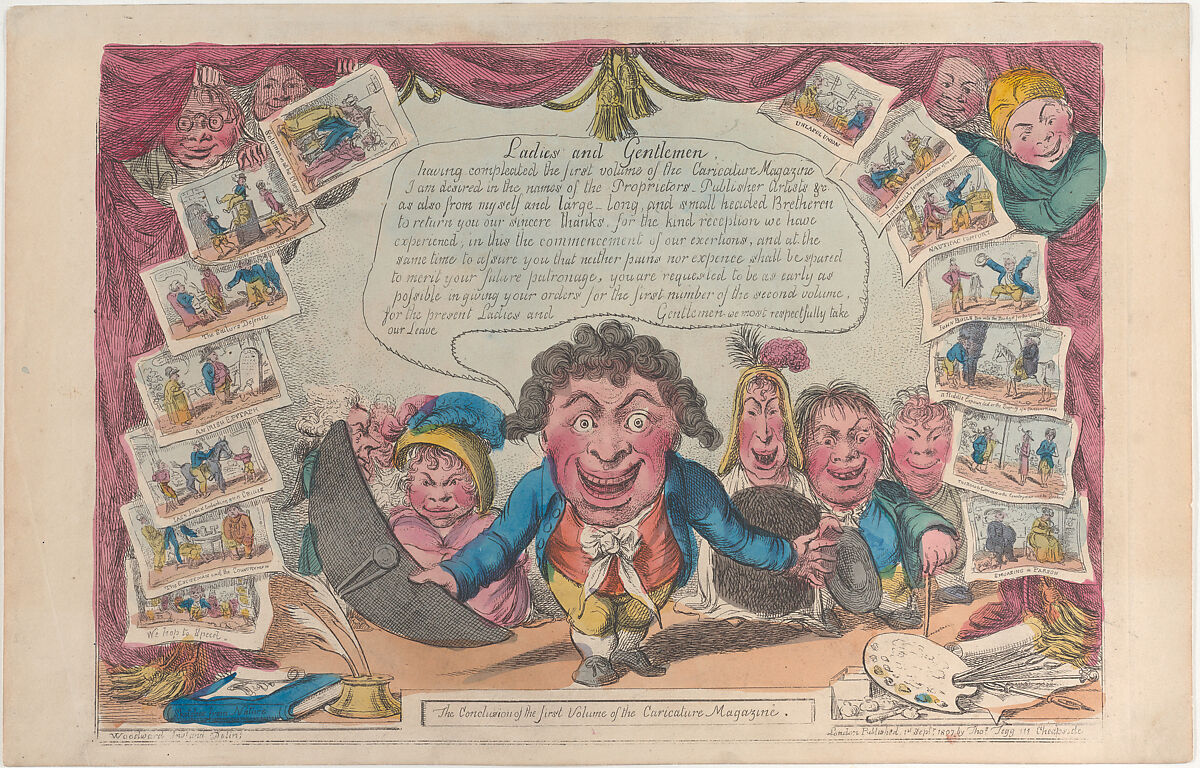 The Conclusion of the first Volume of the Caricature Magazine, Charles Williams (British, active 1797–1830), Hand-colored etching 