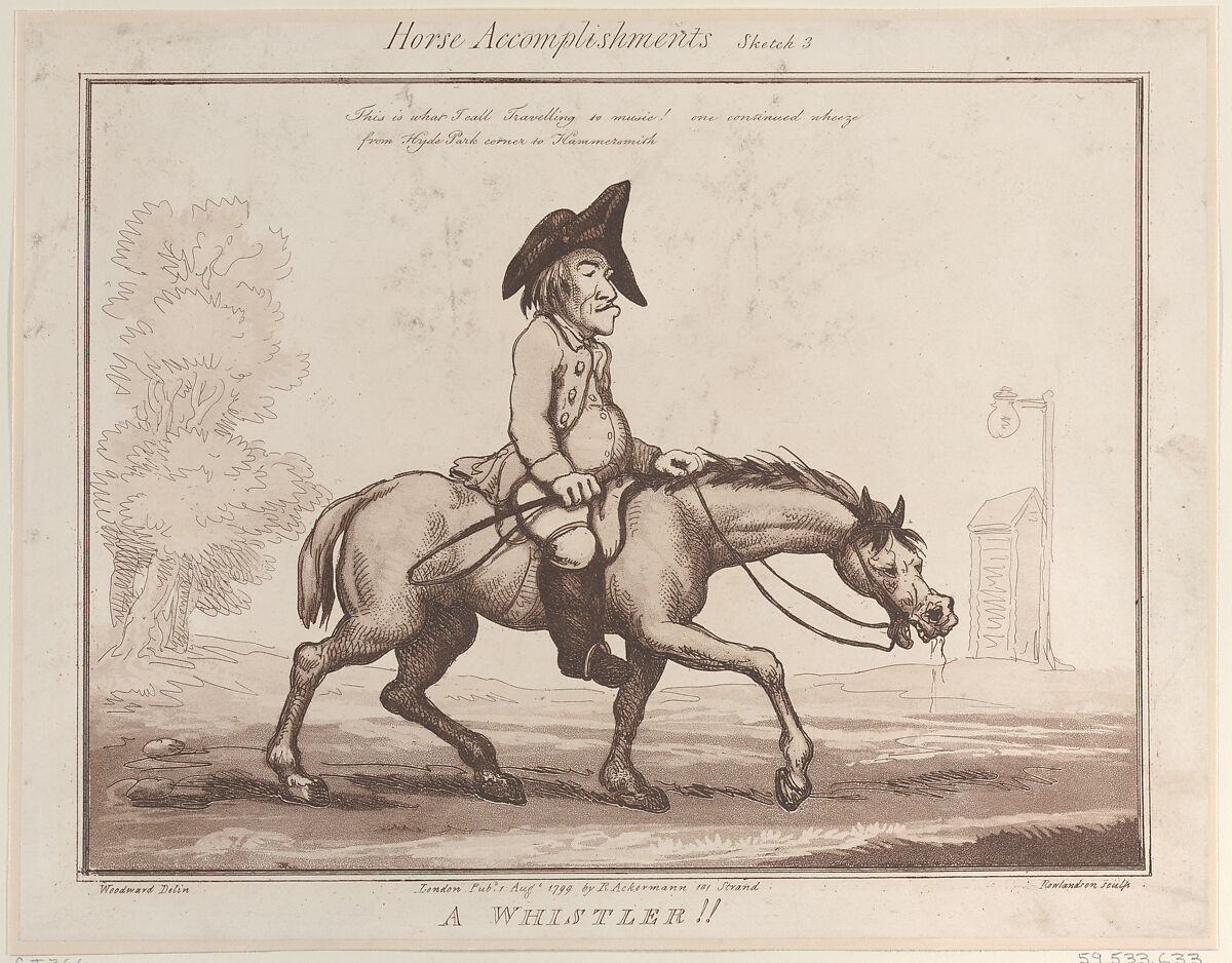 Horse Accomplishments, Sketch 3: A Whistler !!, Thomas Rowlandson (British, London 1757–1827 London), Etching and aquatint 