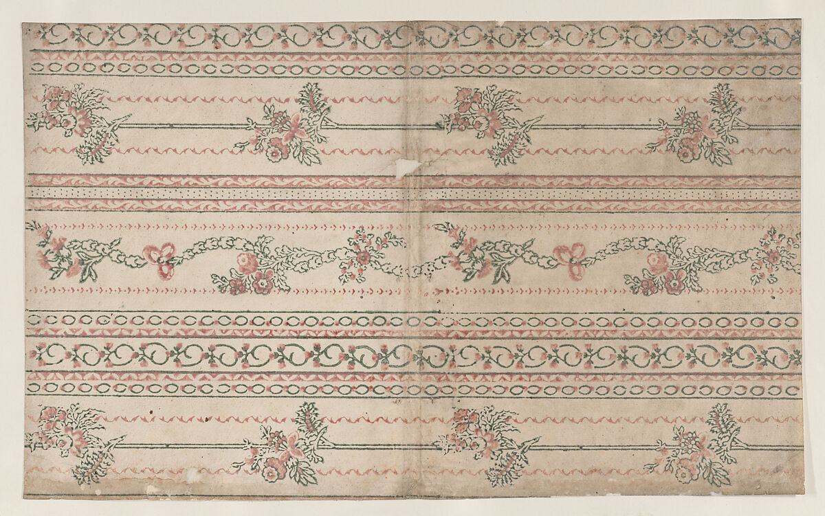 Sheet with garland designs, Anonymous  , 19th century, Relief print (wood or metal) 