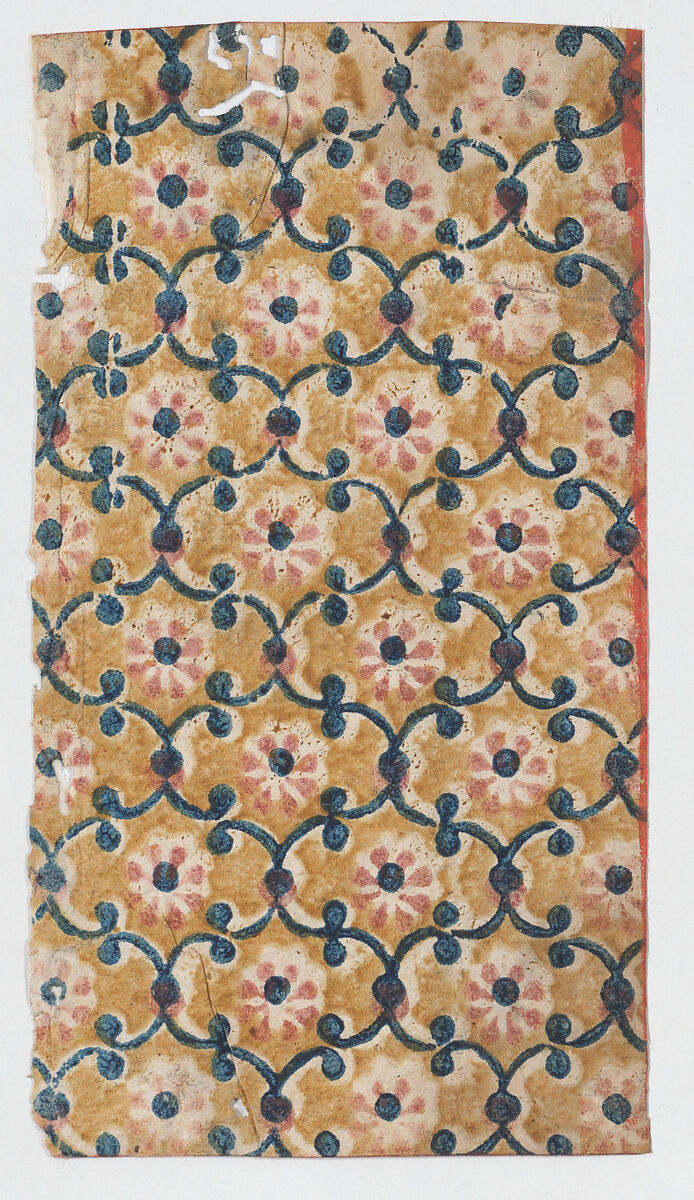 Sheet with overall lattice pattern with rosettes, Anonymous  , 19th century, Relief print (wood or metal) 