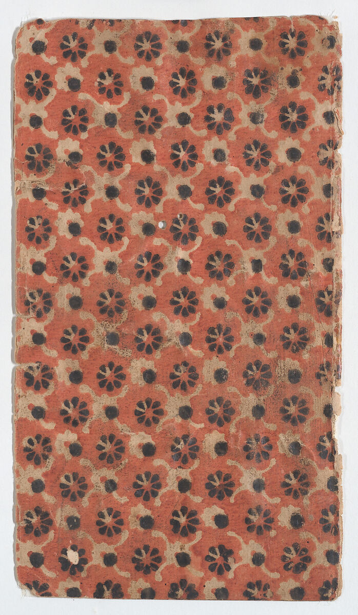 Sheet with overall floral and dot pattern, Anonymous  , 19th century, Relief print (wood or metal) 