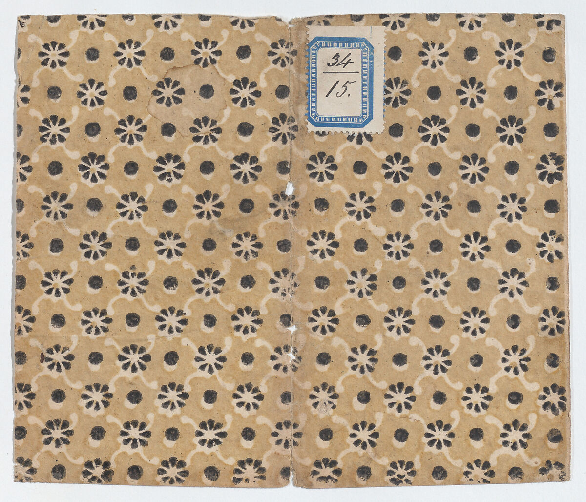 Book cover with overall floral and dot pattern, Anonymous  , 19th century, Relief print (wood or metal) 