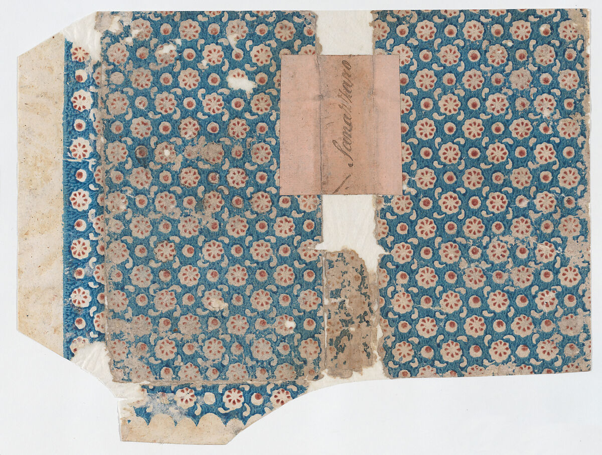 Book cover with overall floral and dot pattern, Anonymous  , 19th century, Relief print (wood or metal) 