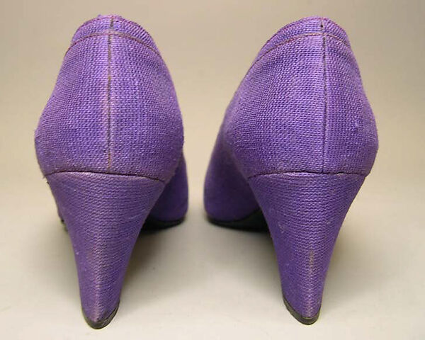 Pumps, Roger Vivier (French, 1913–1998), linen, leather, French