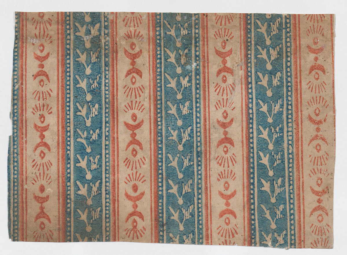 Sheet with four borders with abstract designs, Anonymous  , 19th century, Relief print (wood or metal) 