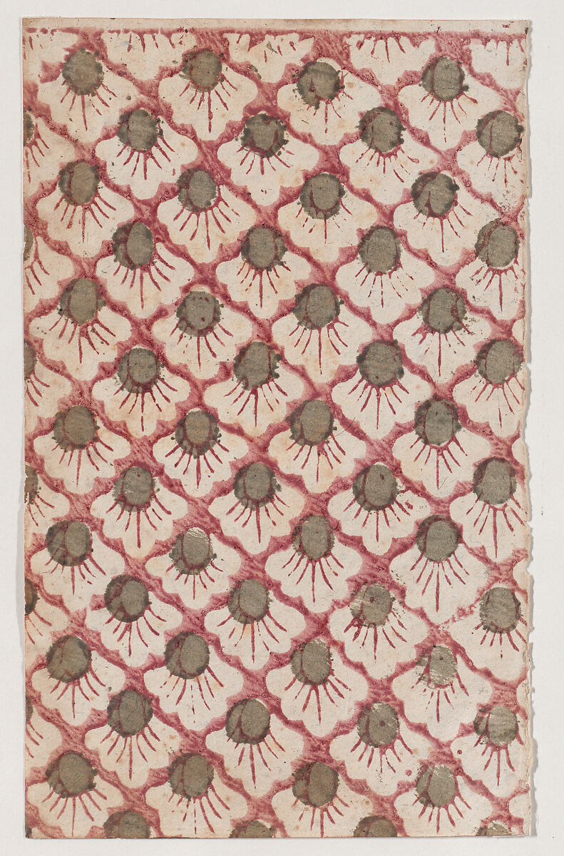 Sheet with overall pattern of petals, Anonymous  , 19th century, Relief print (wood or metal) 