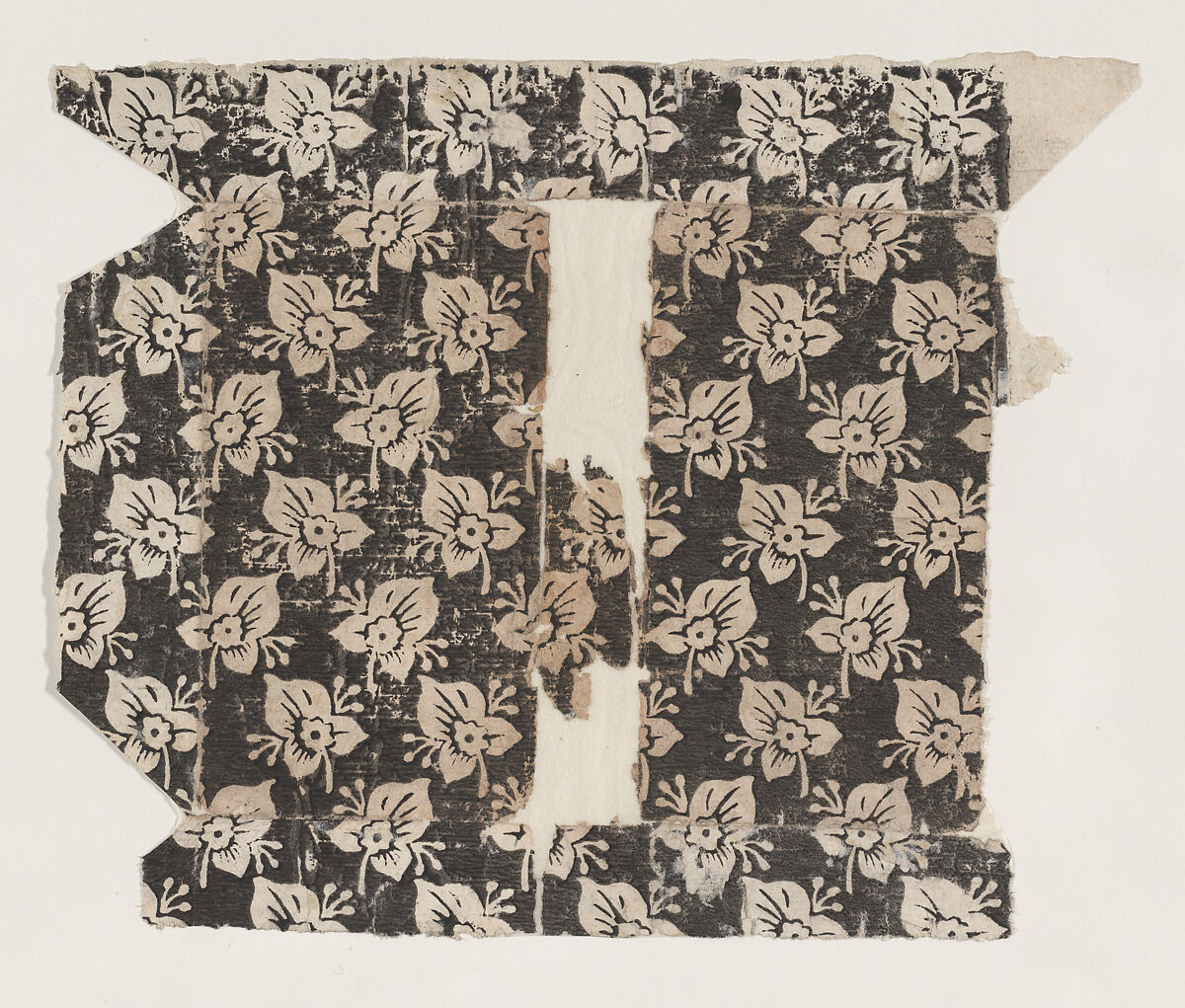 Sheet with overall floral pattern, Anonymous  , 19th century, Relief print (wood or metal) 