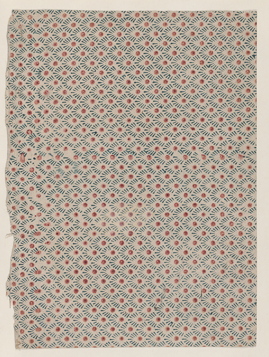 Sheet with overall dot and line pattern, Anonymous  , 19th century, Relief print (wood or metal) 