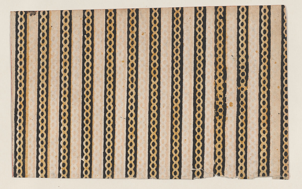 Sheet with stripes with guilloche pattern, Anonymous  , 19th century, Relief print (wood or metal) 