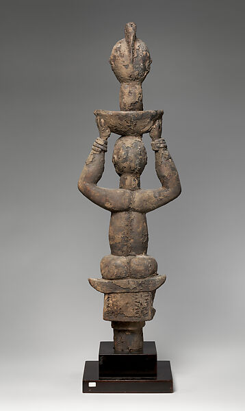 Ogbom dance crest, Southern Igbo or Ibibio artist, Wood, applied organic material, Igbo peoples