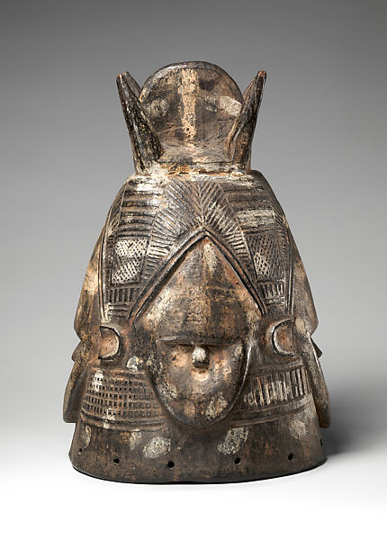 Helmet mask with four faces, Gola artist, Wood, pigment, Gola peoples