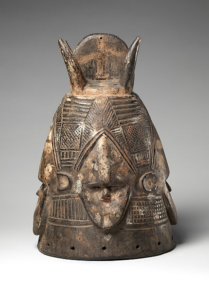Helmet mask with four faces, Gola artist, Wood, pigment, Gola peoples