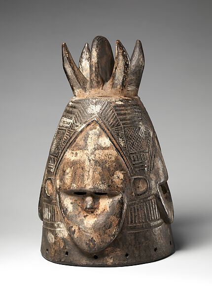 Helmet mask with four faces, Gola artist, Wood, pigment, Gola peoples