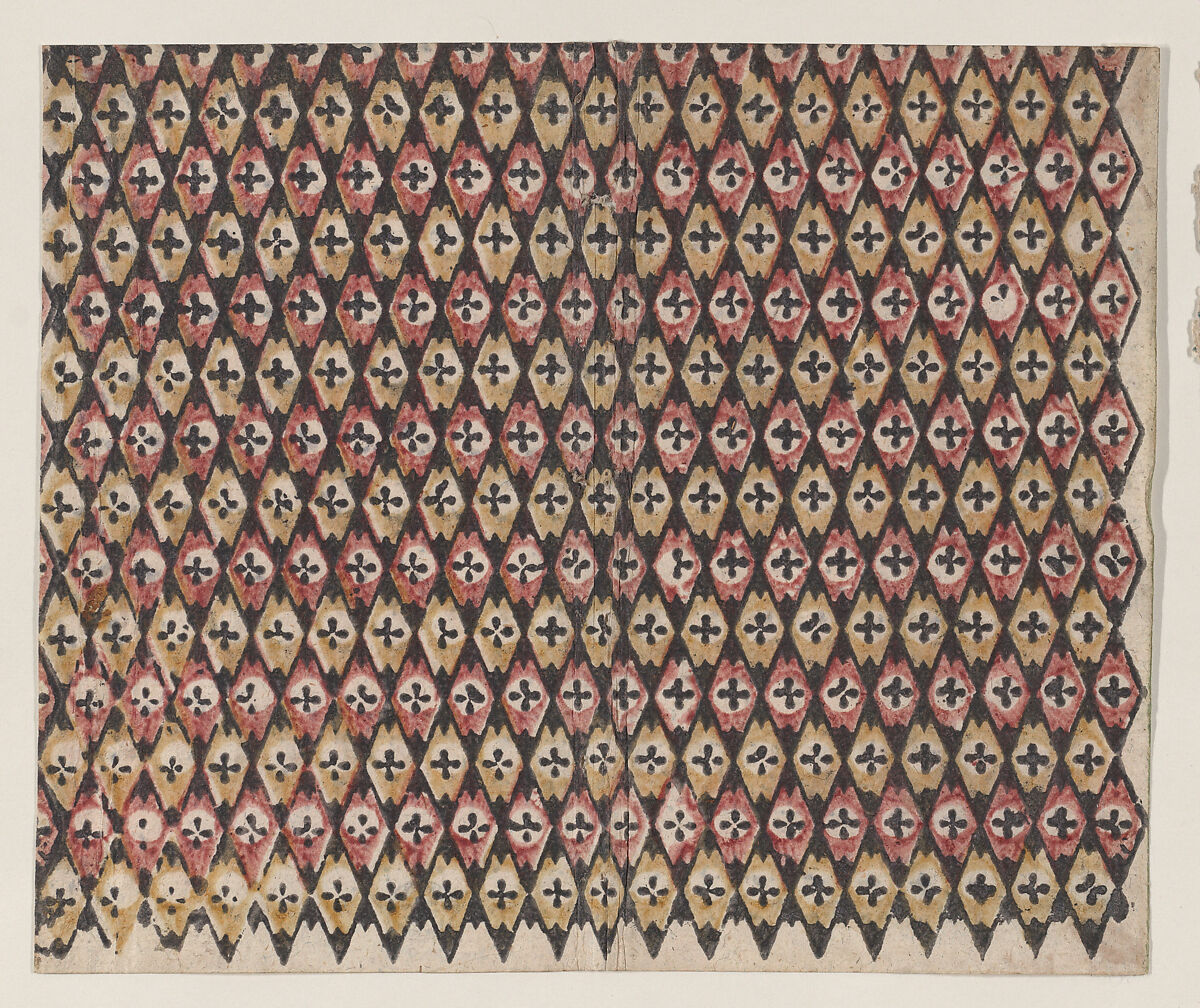 Sheet with overall diamond pattern, Anonymous  , 19th century, Relief print (wood or metal) 