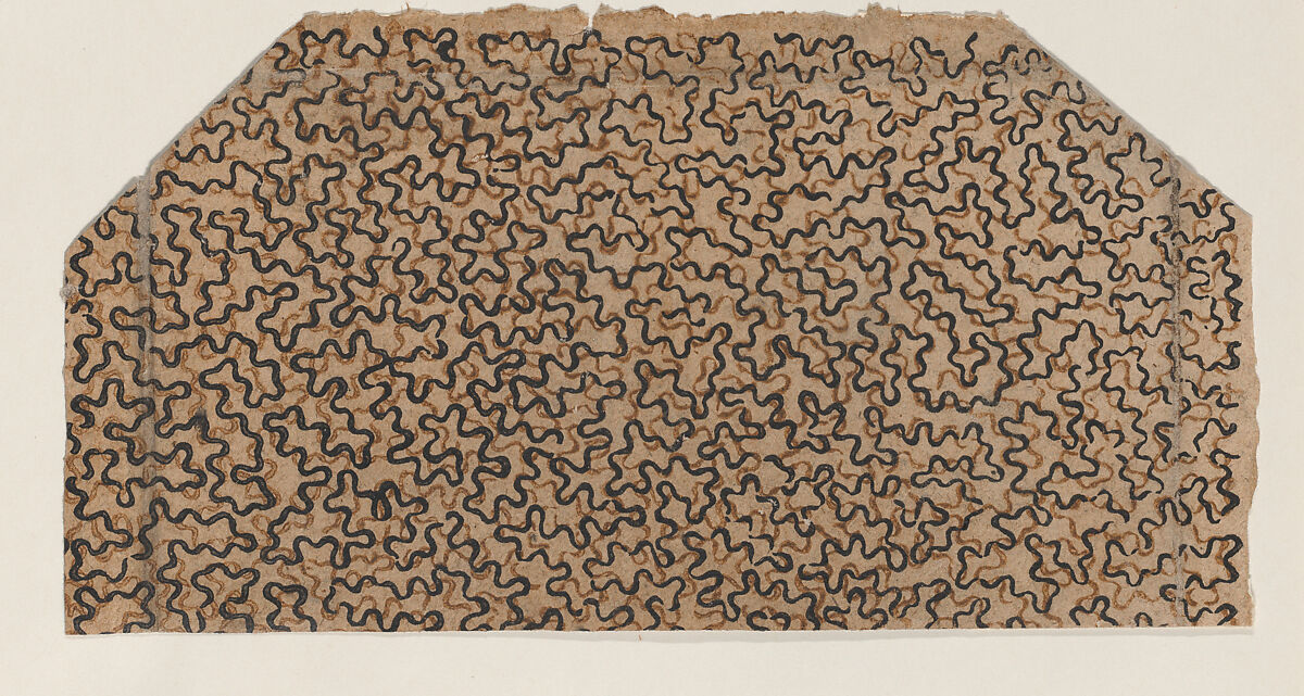 Sheet with overall pattern of squiggly lines, Anonymous  , 19th century, Relief print (wood or metal) 