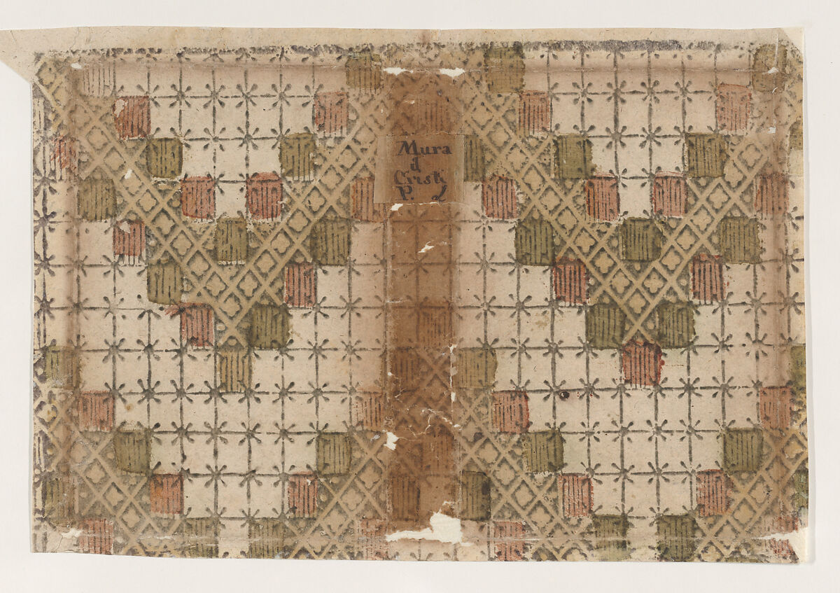 Book cover with overall geometric pattern, Anonymous  , 19th century, Relief print (wood or metal) 