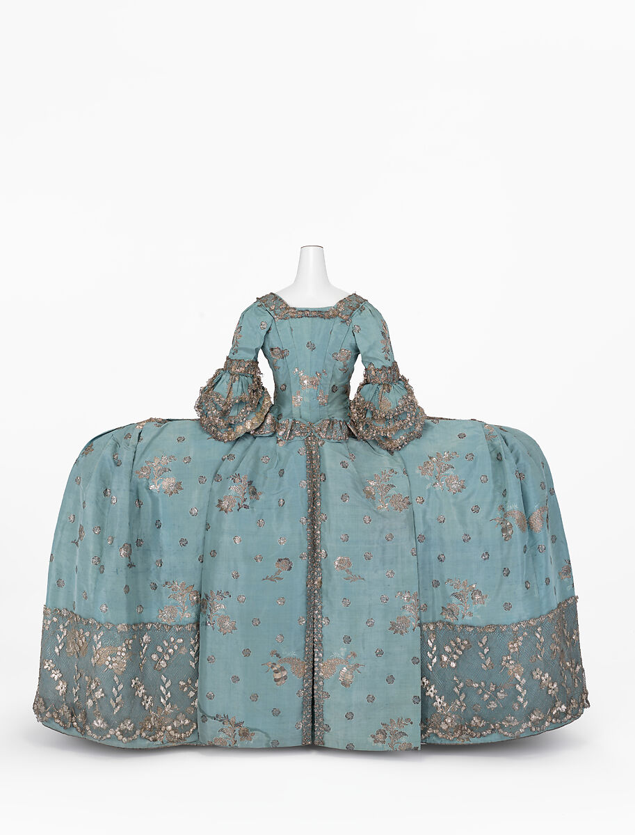 Court dress, silk, metallic thread, British