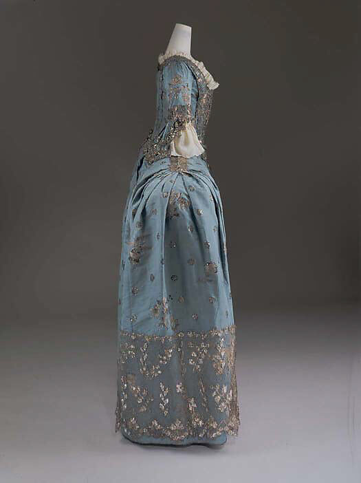 Court dress, silk, metallic thread, British