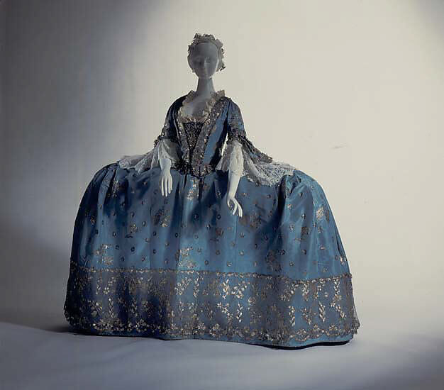 Court dress, silk, metallic thread, British