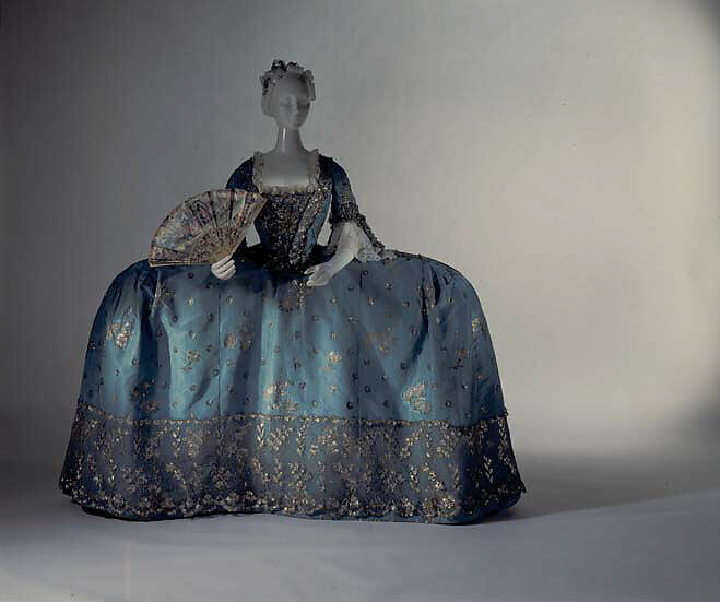 Court dress, silk, metallic thread, British
