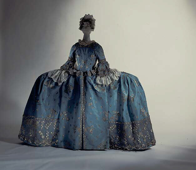Court dress, silk, metallic thread, British