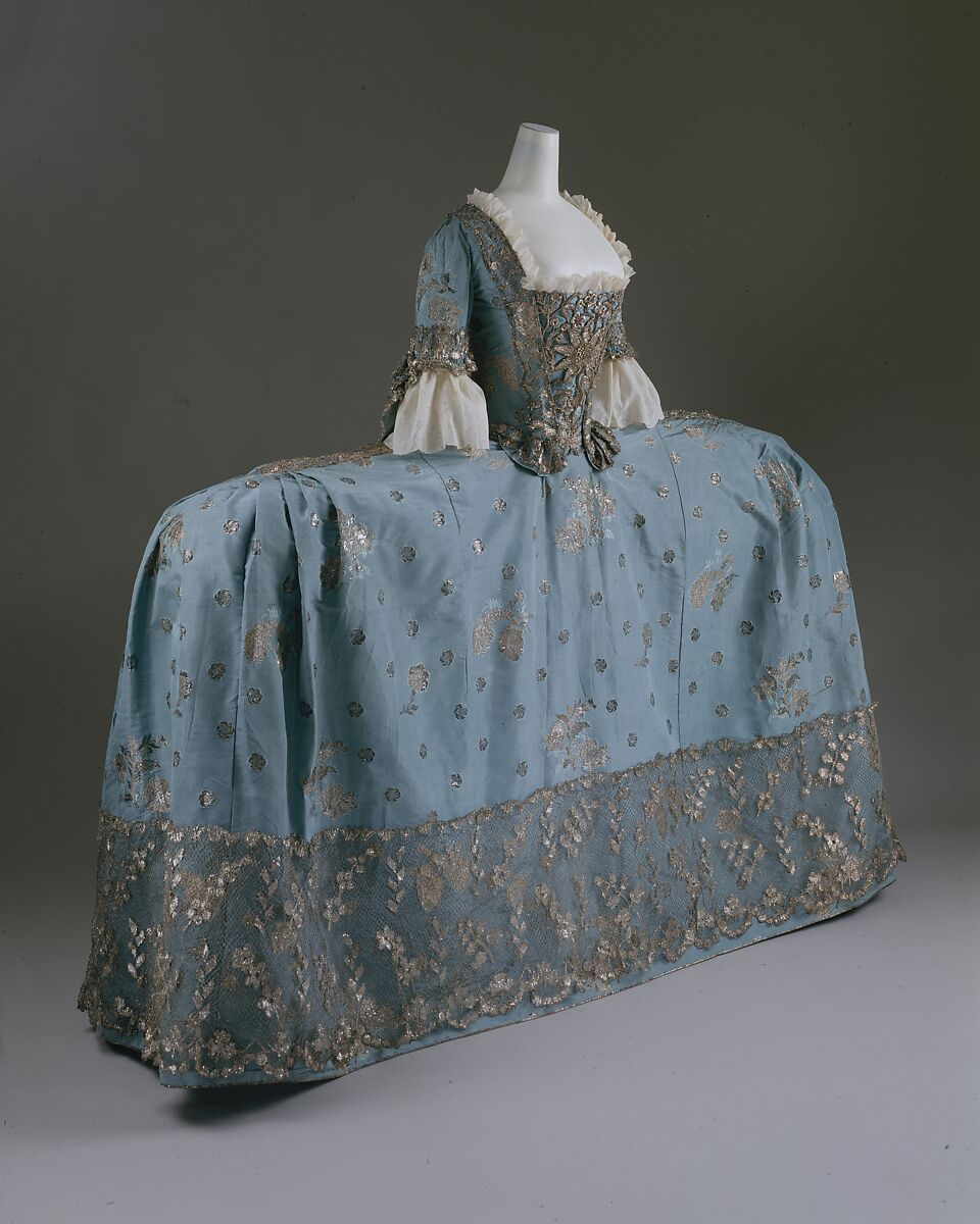 Court dress, silk, metallic thread, British