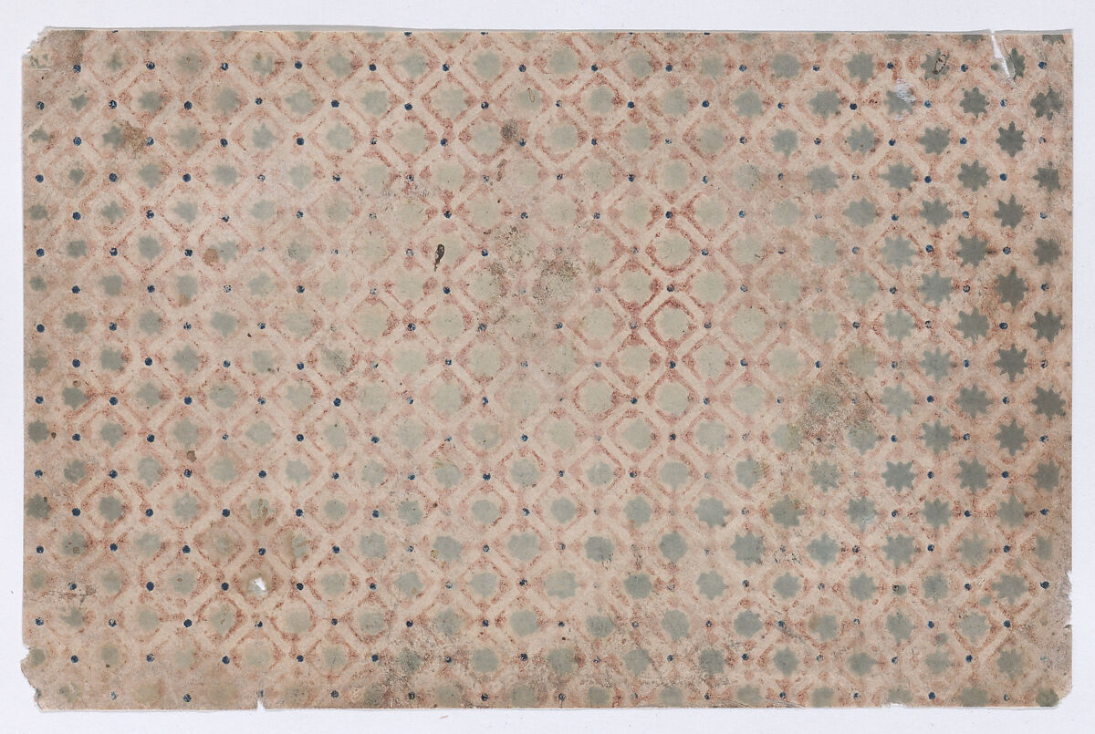 Sheet with overall grid pattern, Anonymous  , 19th century, Relief print (wood or metal) 