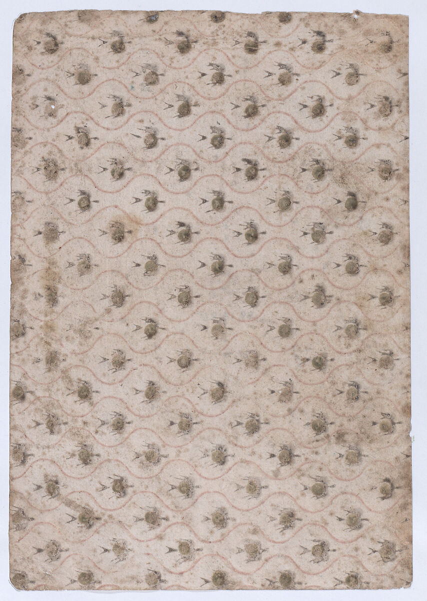 Sheet with wavy lines and abstract pattern, Anonymous  , 19th century, Relief print (wood or metal) 