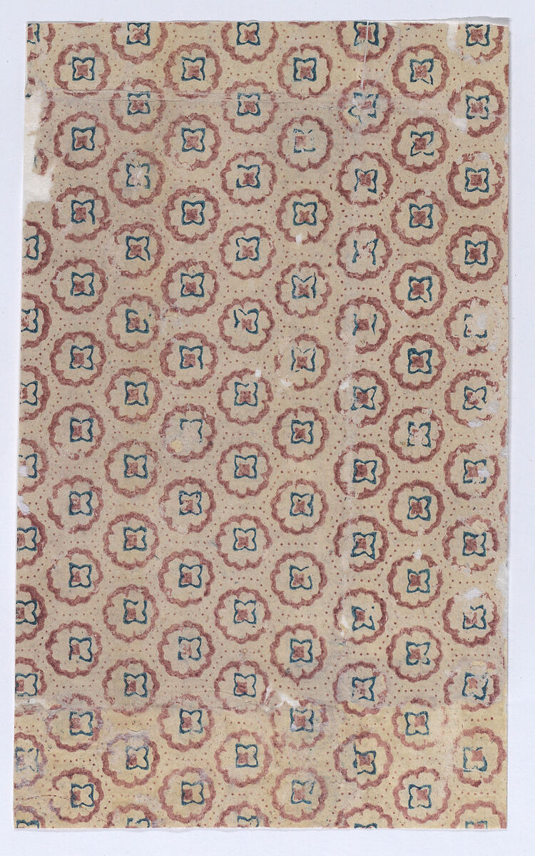 Sheet with overall floral and dot pattern, Anonymous  , 19th century, Relief print (wood or metal) 
