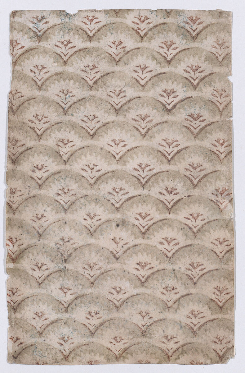 Sheet with overall curved abstract pattern, Anonymous  , 19th century, Relief print (wood or metal) 