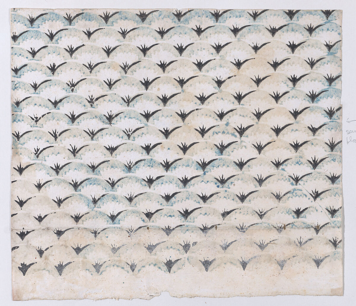Sheet with overall curved abstract pattern, Anonymous  , 19th century, Relief print (wood or metal) 