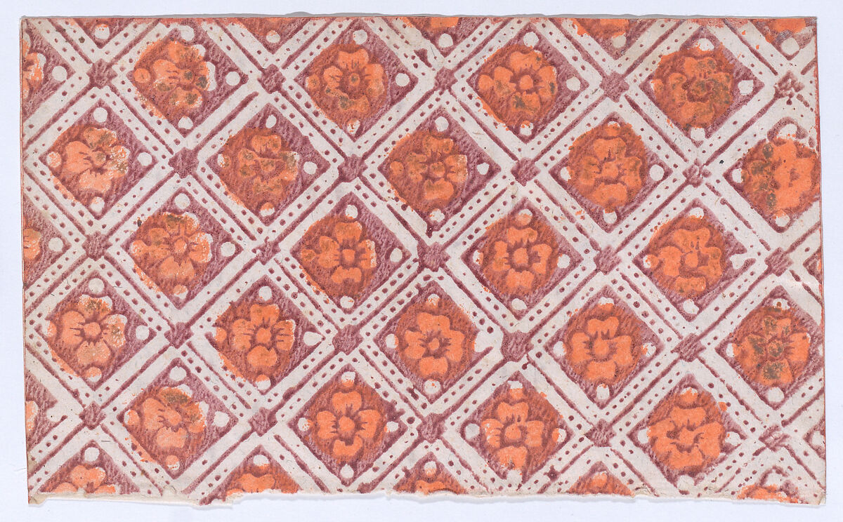 Sheet with overall pattern of rosettes, Anonymous  , 19th century, Relief print (wood or metal) 