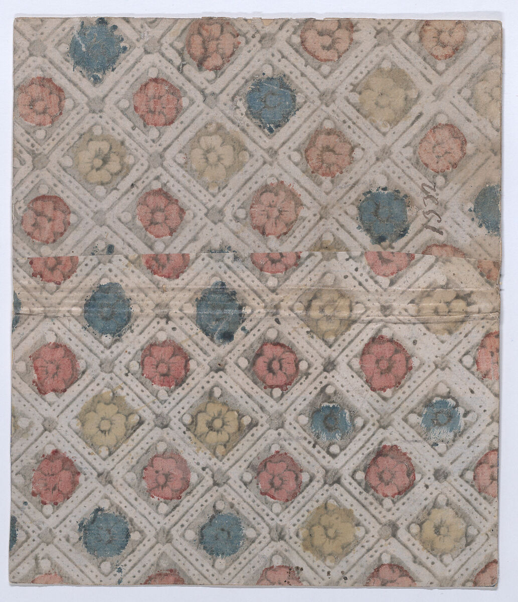 Book cover with overall pattern of rosettes, Anonymous  , 19th century, Relief print (wood or metal) 