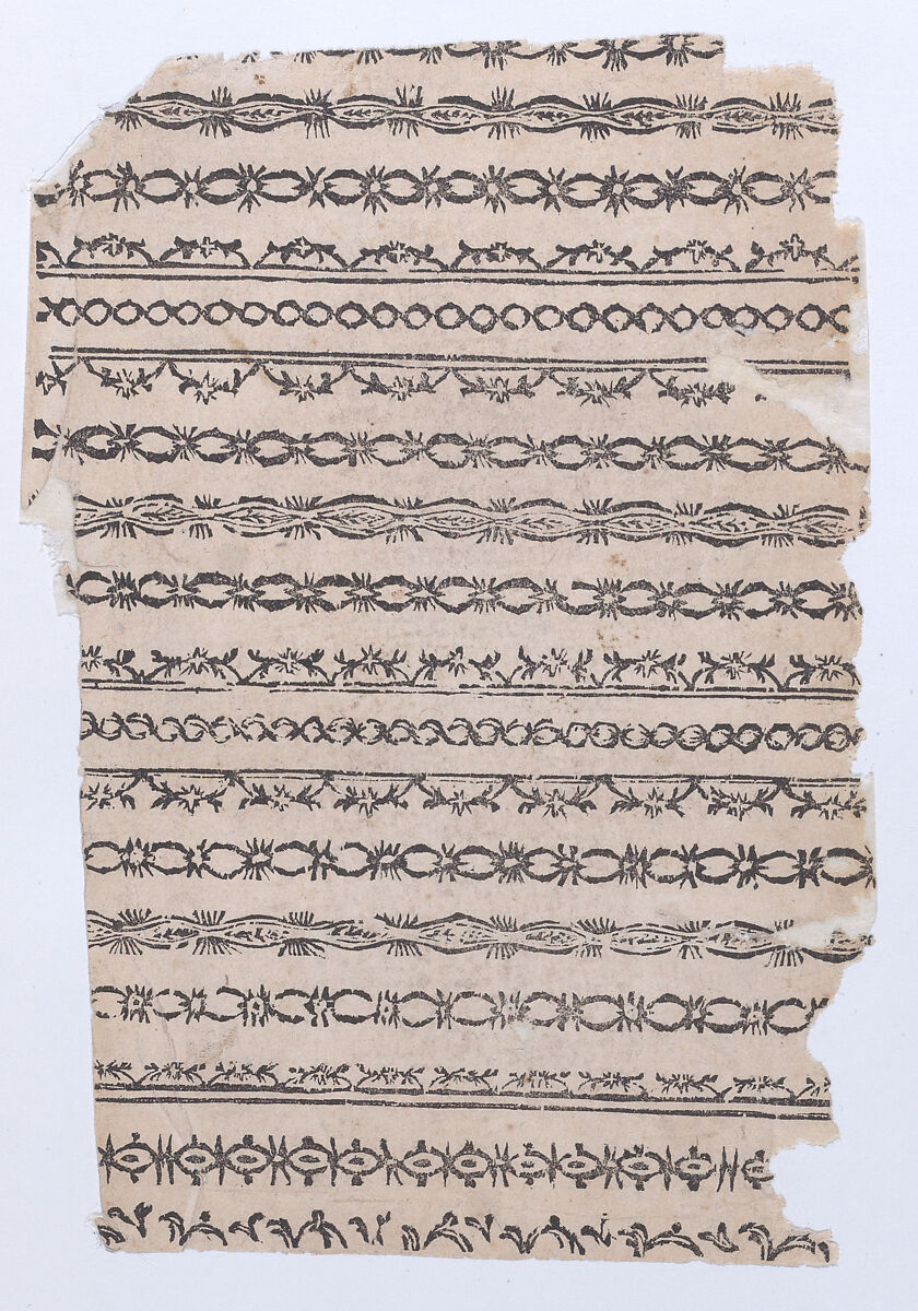 Sheet with various vertical designs, Anonymous  , 19th century, Relief print (wood or metal) 