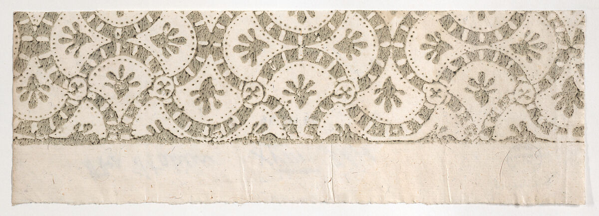 Fragment of a sheet with green curved shapes, Anonymous  , 19th century, Relief print (wood or metal) 