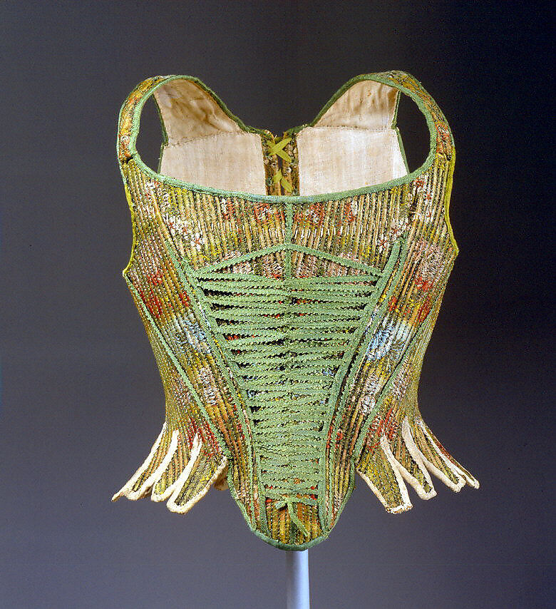 Whalebone corset constructed from stretched tape. Britain, late