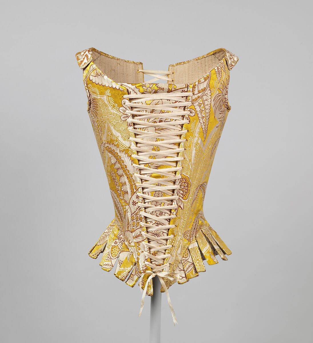 Art inspired by Corset, late 18th century, European, silk, baleen, leather,  cotton, Classic works modernized by Artotop with a splash of modernity.  Shapes, color and value, eye-catching visual impact on art. Emotions