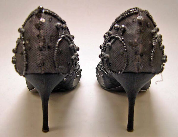 Evening shoes, House of Dior (French, founded 1946), nylon, leather, glass, plastic, French