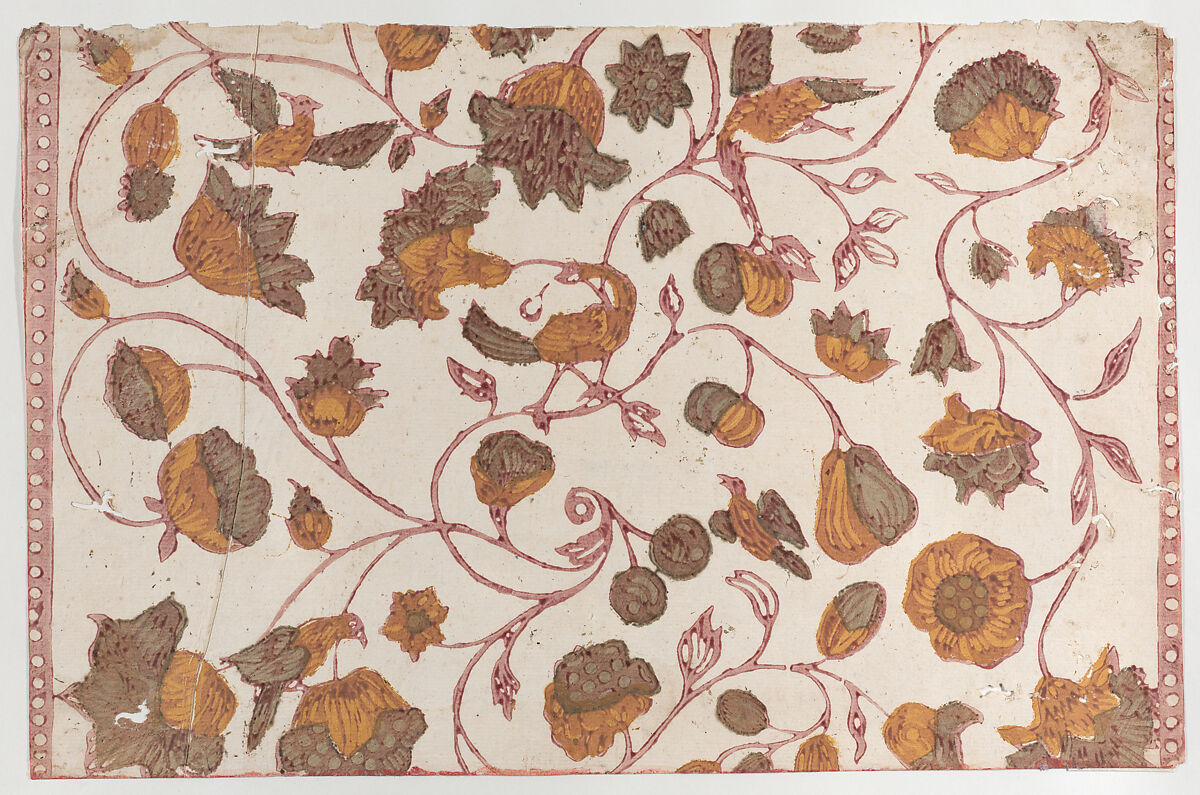 Sheet with overall floral pattern, Anonymous  , 18th century, Relief print (wood or metal) 